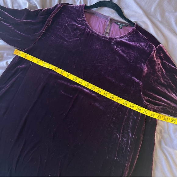 Eileen Fisher Velvet Crew Neck Long Sleeve Dress - Deep Purple - Size L EUC - Picture 4 of 6